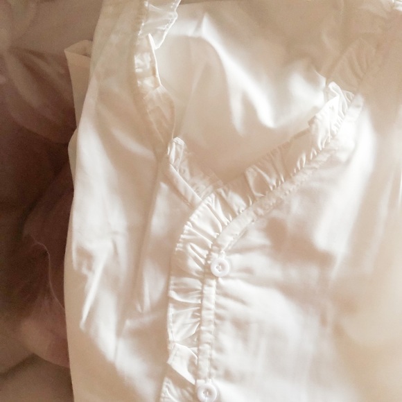 White blouse shirt bell sleeve ruffle button down womens - Picture 3 of 6